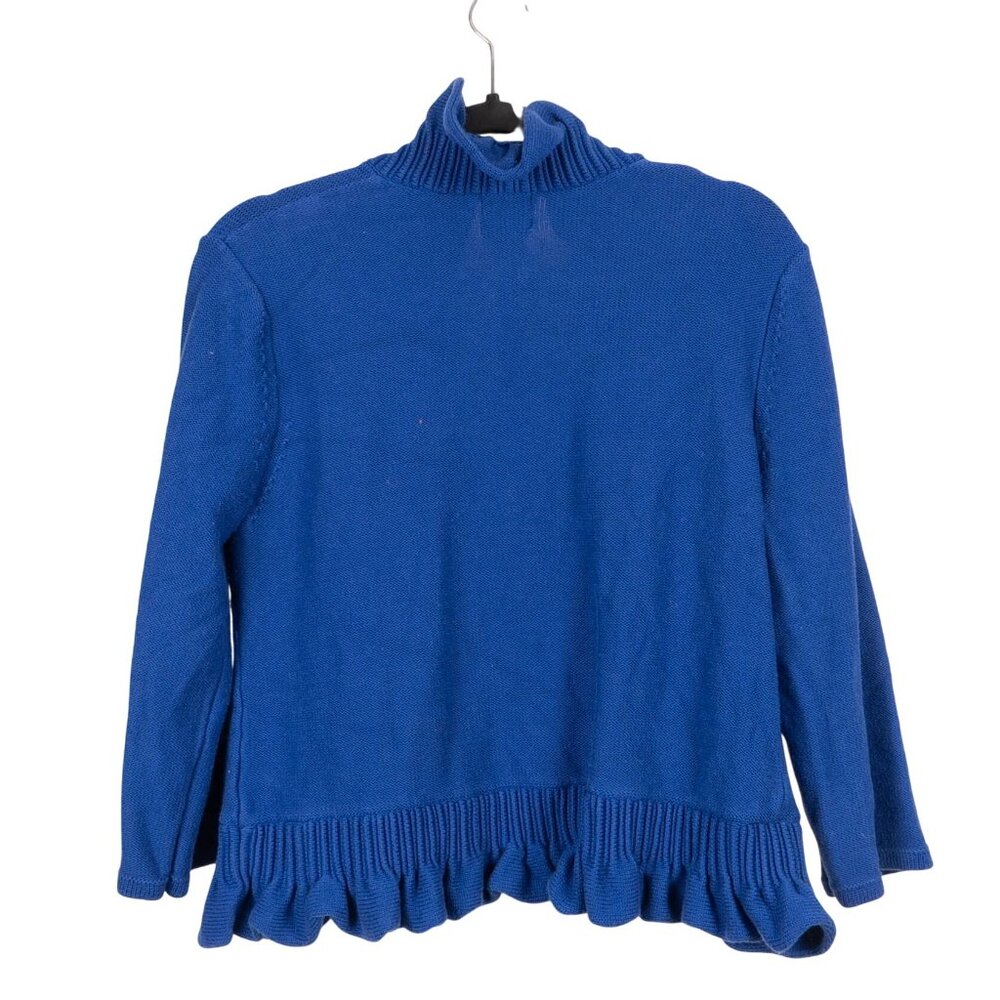 Ruby Rd Ruffle Cardigan Sweater XL Womens Blue Cotton Blend Knit Grammacore - Picture 5 of 5